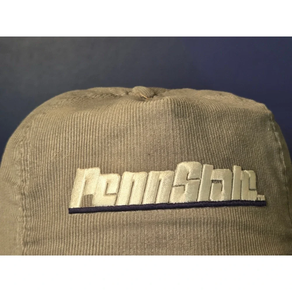 Vintage Penn State Trucker Hat Cap Corduroy Snapback Gray Made in USA